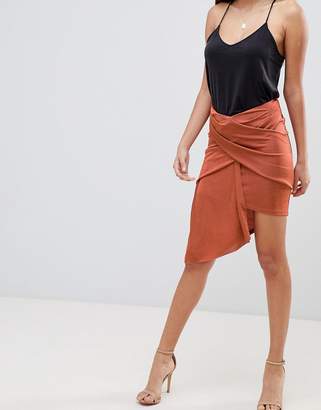 ASOS Design Slinky Jersey Mini Skirt With Wrap Front