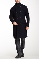 Thumbnail for your product : John Varvatos Collection Double Breasted Wool Blend Peacoat with Leather Trim