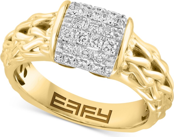 Effy Diamond Cluster Braided Ring (3/8 ct. t.w.) in 14k Gold-Plated Sterling Silver