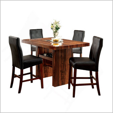 One Allium Way Sleek Transitional Counter Height Chairs With Brown Cherry Leatherette Cushions For Modern Dining Rooms