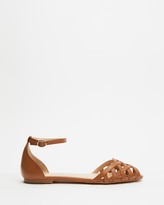 Thumbnail for your product : Atmos & Here Atmos&Here - Women's Brown Flat Sandals - Dana Leather Woven Flats - Size 9 at The Iconic