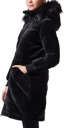 Blanc Noir Alexandra Velvet Puffer Jacket w/ Faux Fur