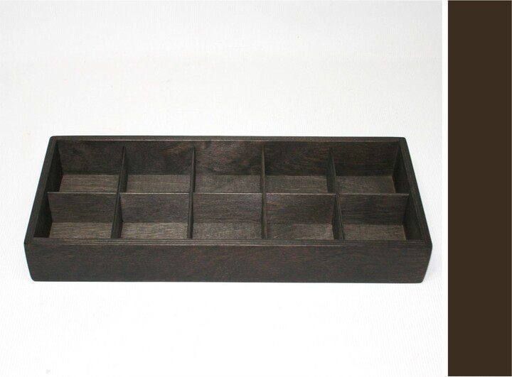 Dark Brown Plywood Collection Display Box 10-Compartment Storage