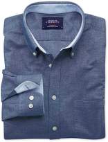 Thumbnail for your product : Classic Fit Blue Washed Oxford Cotton Casual Shirt Single Cuff Size Large by Charles Tyrwhitt