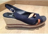 Thumbnail for your product : Castaner Navy Blue And Leather Wedge Sandals