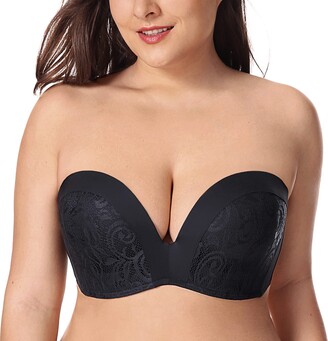 DELIMIRA Women's Strapless Push Up Bras Support Padded Plus Size