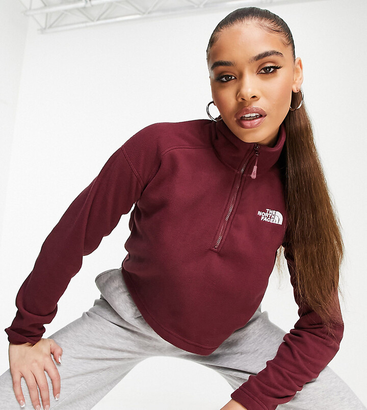 The North Face 100 Glacier 1/4 zip cropped fleece in burgundy Exclusive at  ASOS - ShopStyle Jackets