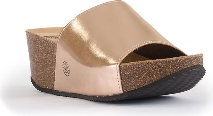Bedroom Athletics Inoro - Vegan Wedge Metallic Slider - Rose Gold