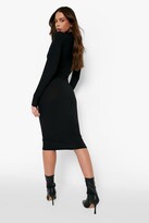 Thumbnail for your product : boohoo High Neck Rib Belted Midi Dress