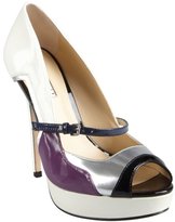 Thumbnail for your product : Charles David white and plum patent leather colorblock 'Tasset' pumps