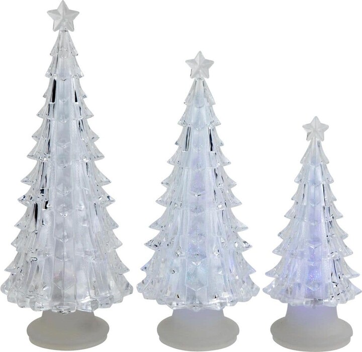 Northlight LED Lighted Color Changing Acrylic Artificial Christmas Tree Decorations-8.5 in. (Set of 3)