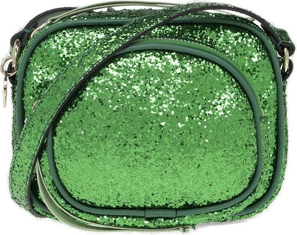 Valentino Garavani Sequin-embellished Shoulder Bag In Verde Petrolio/ Green