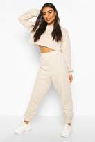 Thumbnail for your product : boohoo Crew Neck Raw Hem & Cuff Jogger Tracksuit
