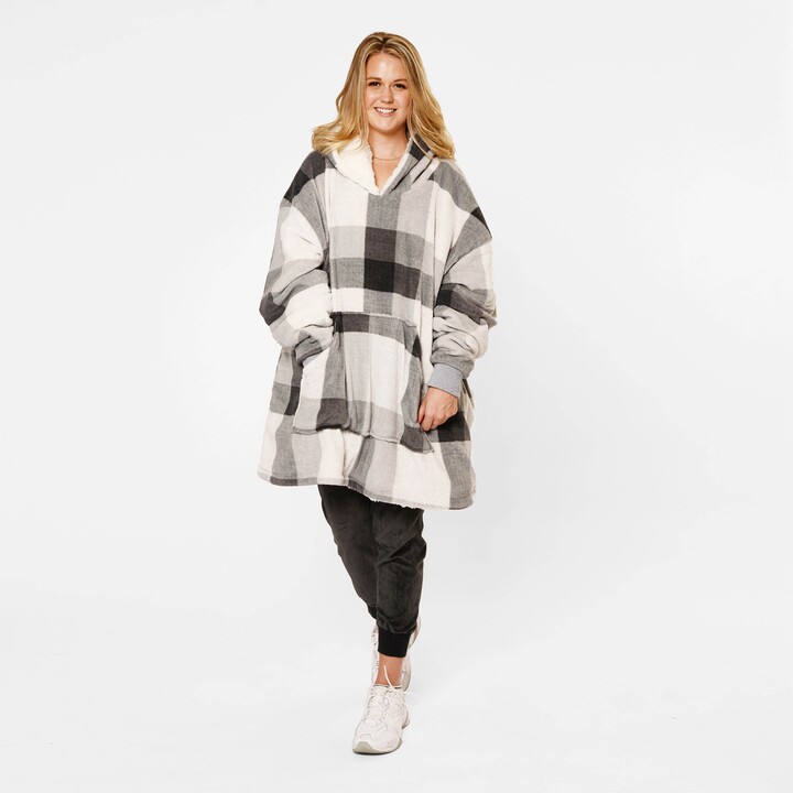 Dunelm Dreamscene Check Adult Oversized Blanket Hoodie Grey ShopStyle