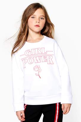 boohoo Girls Girl Power Slogan Sweat Top
