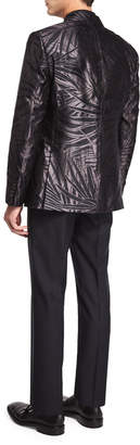 Etro Palm-Print Jacquard Silk Evening Jacket, Black