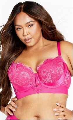 City Chic Plus Size Sylvie Quarter Cup Bra in Red