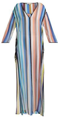 Diane von Furstenberg Striped Silk Maxi Kaftan - Womens - Blue Multi