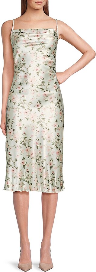 Bebe Printed Satin Midi-Dress