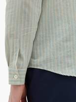 Thumbnail for your product : A.P.C. Mark Granddad-collar Striped Cotton Shirt - Mens - Green