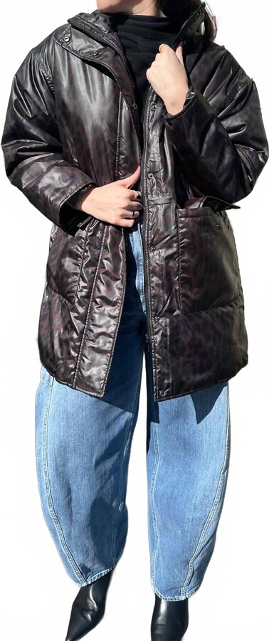 Berenice Blouson Long Jacket In Dark Leopard