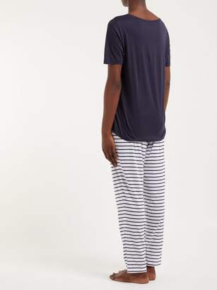 Hanro Laura Cotton Blend Pyjamas - Womens - Blue Stripe