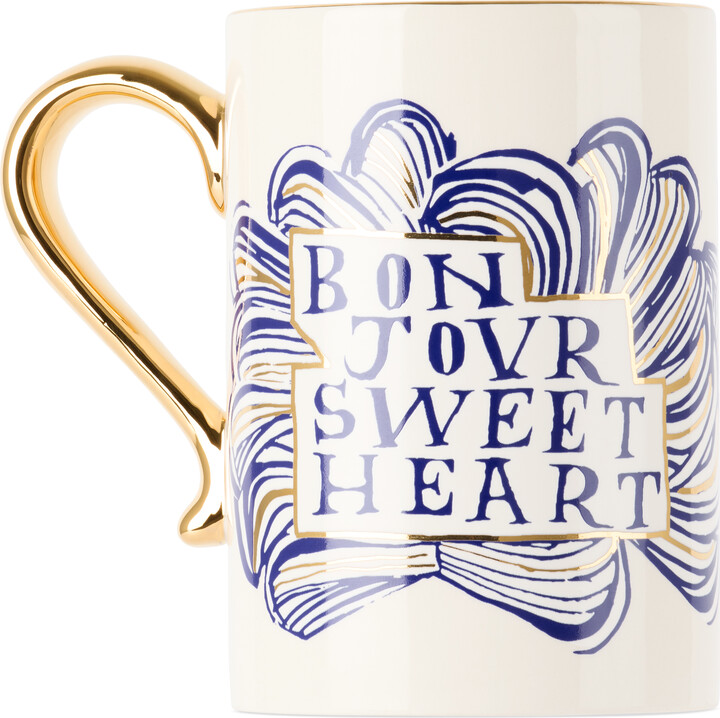 L'OBJET White & Gold Ruan Hoffmann Edition 'Sweetheart' Mug