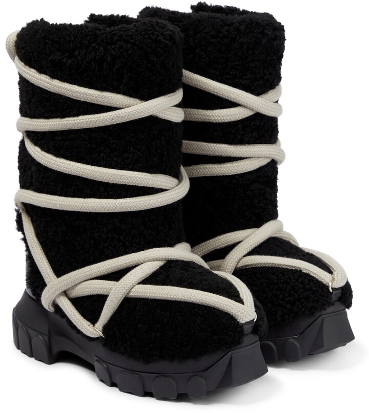 Rick Owens DRKSHDW lace-up shearling boots - ShopStyle