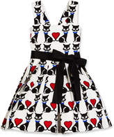 Thumbnail for your product : Helena Sleeveless Pleated Fit-and-Flare Kitty Dress, Black/White, Size 7-14