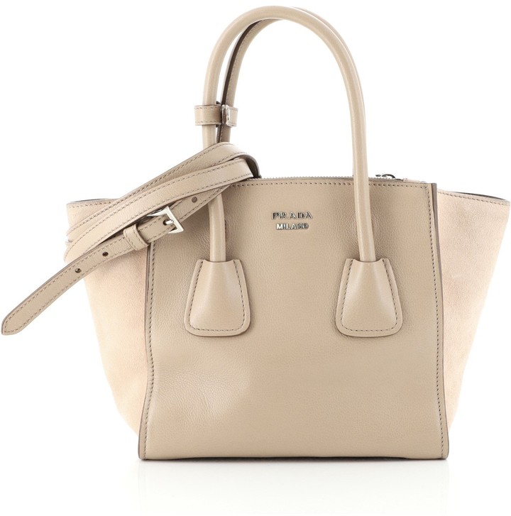 Prada Twin Pocket Tote Glace Calf and Suede Mini - ShopStyle