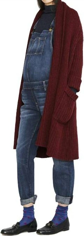 Hatch Chunky Wool Cardigan In Preserve Maroon