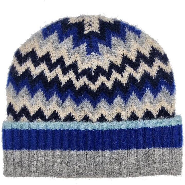 Nooki Design Blue Dora Chevron Beanie In Navy Mix