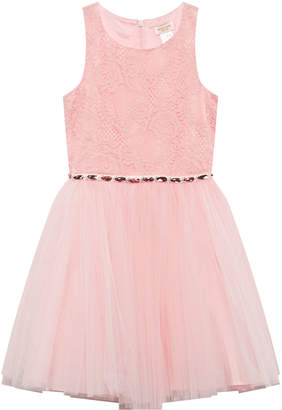 David Charles Blush Pink Lace, Satin and Tulle Dress