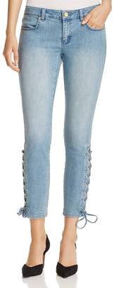 MICHAEL Michael Kors Grommet Lace-Up Skinny Jeans in Light Vintage Wash
