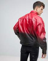 Thumbnail for your product : ASOS Design DESIGN leather oversized asymmetric biker jacket