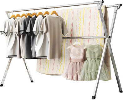 Latitude Run 95 Inches Clothes Drying Rack, Heavy Duty Stainless Steel Laundry Drying Rack Folding Indoor Outdoor, Portable Drying Rack Clothing, Blanket Rack Clot