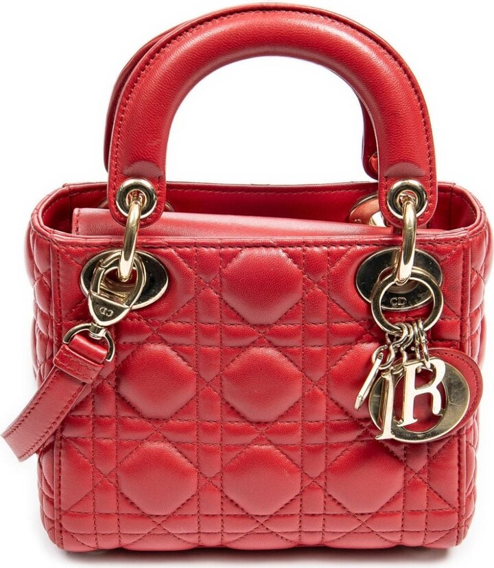 Christian Dior Mini Cannage Lady Dior Bag - Pink Handle Bags, Handbags -  CHR351717