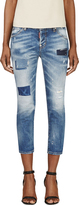Thumbnail for your product : DSquared 1090 Dsquared2 Blue Cool Girl Faded & Patched Cropped Jeans