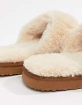 Thumbnail for your product : ASOS DESIGN New Moon slippers in chestnut