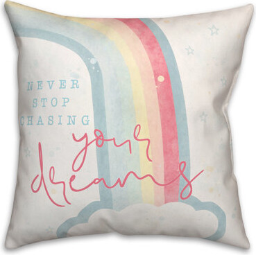 Never Stop Chasing Rainbows Square Cushion with filling