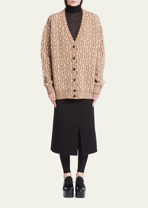 Prada Oversized Geometric Jacquard Cashmere Cardigan - ShopStyle