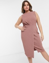 Thumbnail for your product : Closet London Plus wrap detail pencil dress in deep winter rose