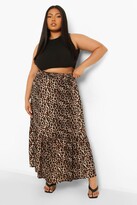 Thumbnail for your product : boohoo Plus Leopard Print Tiered Maxi Skirt