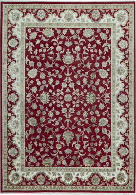 Bokara Rug Co. Inc. Hand-Knotted High-Quality Red and Ivory Area Rug