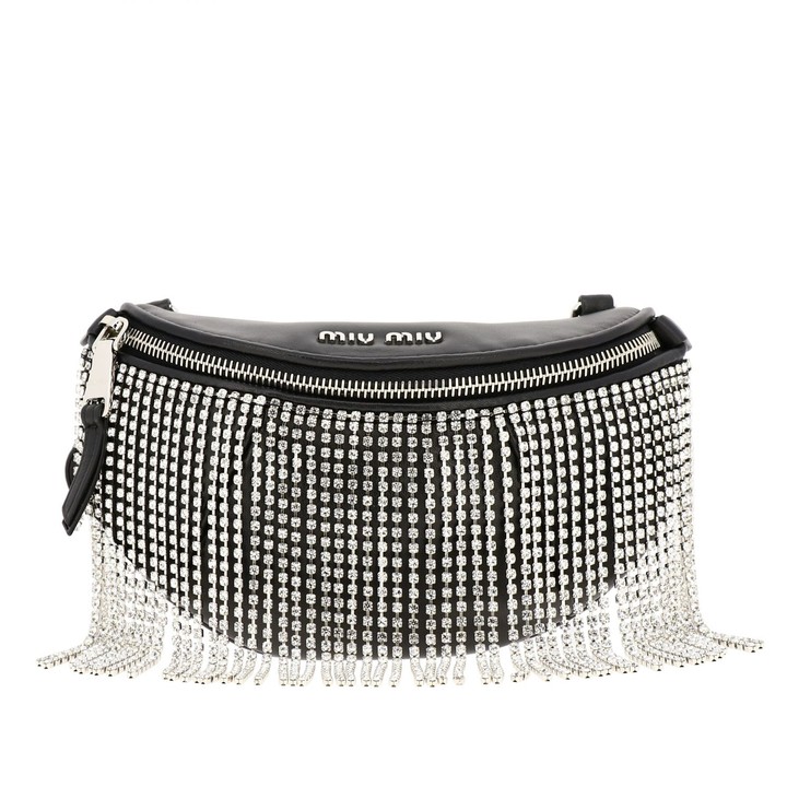Miu Miu Pouch / Bag In Leather With Rhinestone Fringes - ShopStyle
