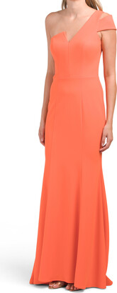 Betsy & Adam One Shoulder Gown With Draped Hem