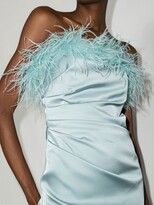 Thumbnail for your product : De La Vali Feather-Trim Strapless Dress