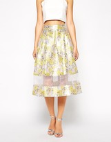 Thumbnail for your product : ASOS Premium Skirt In Jacquard With Sheer Hem