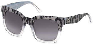 GUESS 50mm Leopard Print Square Sunglasses