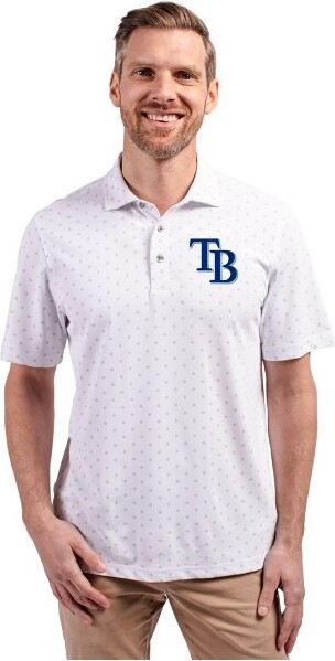 Cutter & Buck TampaBayRaysCutter&BuckVirtueEcoPiqueTilePrintRecycledMensBig&TallPolo-White-1XLargeTall